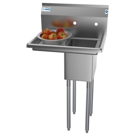Koolmore 1 Compartment Stainless Steel NSF Commercial Kitchen Prep & Utility Sink with Drainboard SA101410-12L3